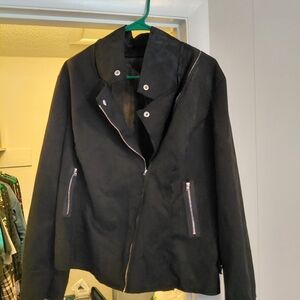 SHEIN Black Curve Faux Leather Blazer Jacket